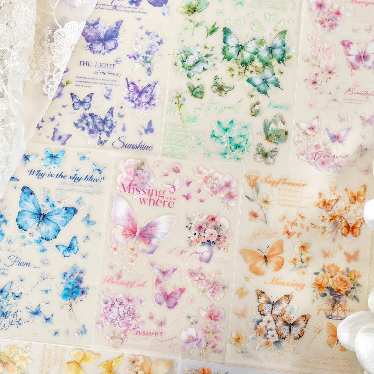 Butterfly Rub on Transfer Stickers Scrapbooking Flower Journaling Supplies Ephemera DIY stationery stickers butterfly stickers diy scrapbooking accessories