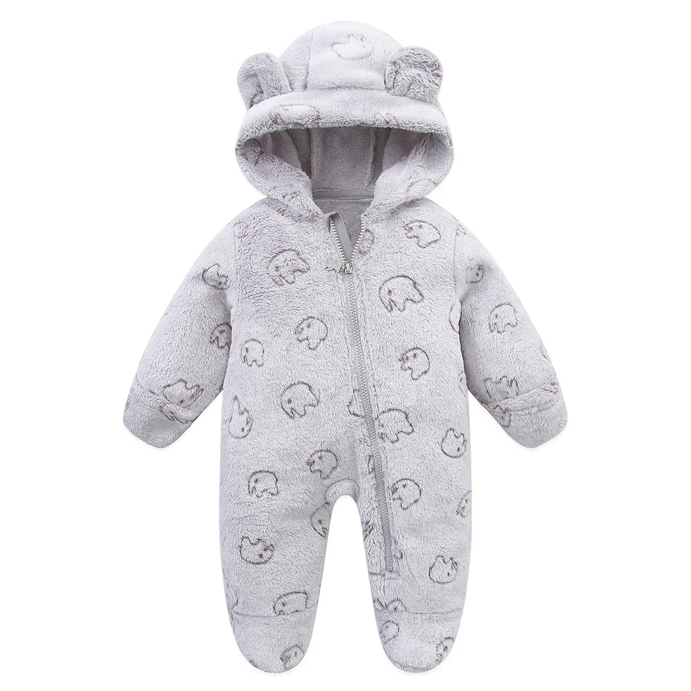 OLEKID 2025 Autumn Winter Newborn Baby overalls Flannel Hooded Kids Baby Girl Rompers 0-1 Years Toddler Boy Jumpsuit Outfits 4