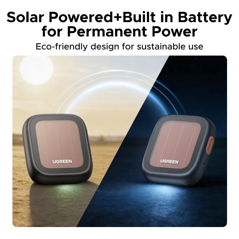 תגיות מעקב UGREEN Finder Pro (לאייפון בלבד) תגיות חכמות סולאריות עם בלוטות' לאיתור פריטים, תואם ל- Apple Find My