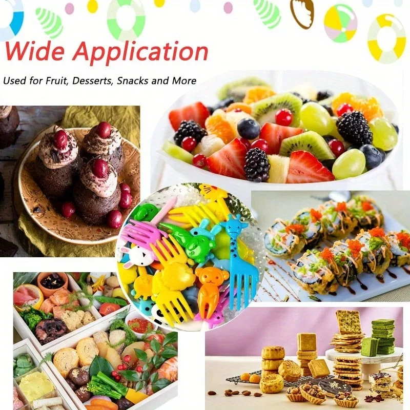 Food toothpicks 30/38Pcs Animal Food Selection Reusable Cartoon Animal Fruit Food Toothpicks Fruit Salad Fork Bento Box Accessories