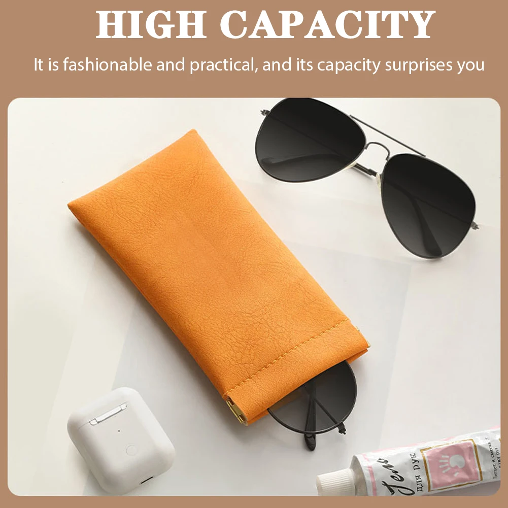 

Self Open Close Glasses Pouch Fashion Simple Sunglasses Glasses Case Pvc Leather Watch Keys Necklacess Storage Bag 17 x 8.5cm