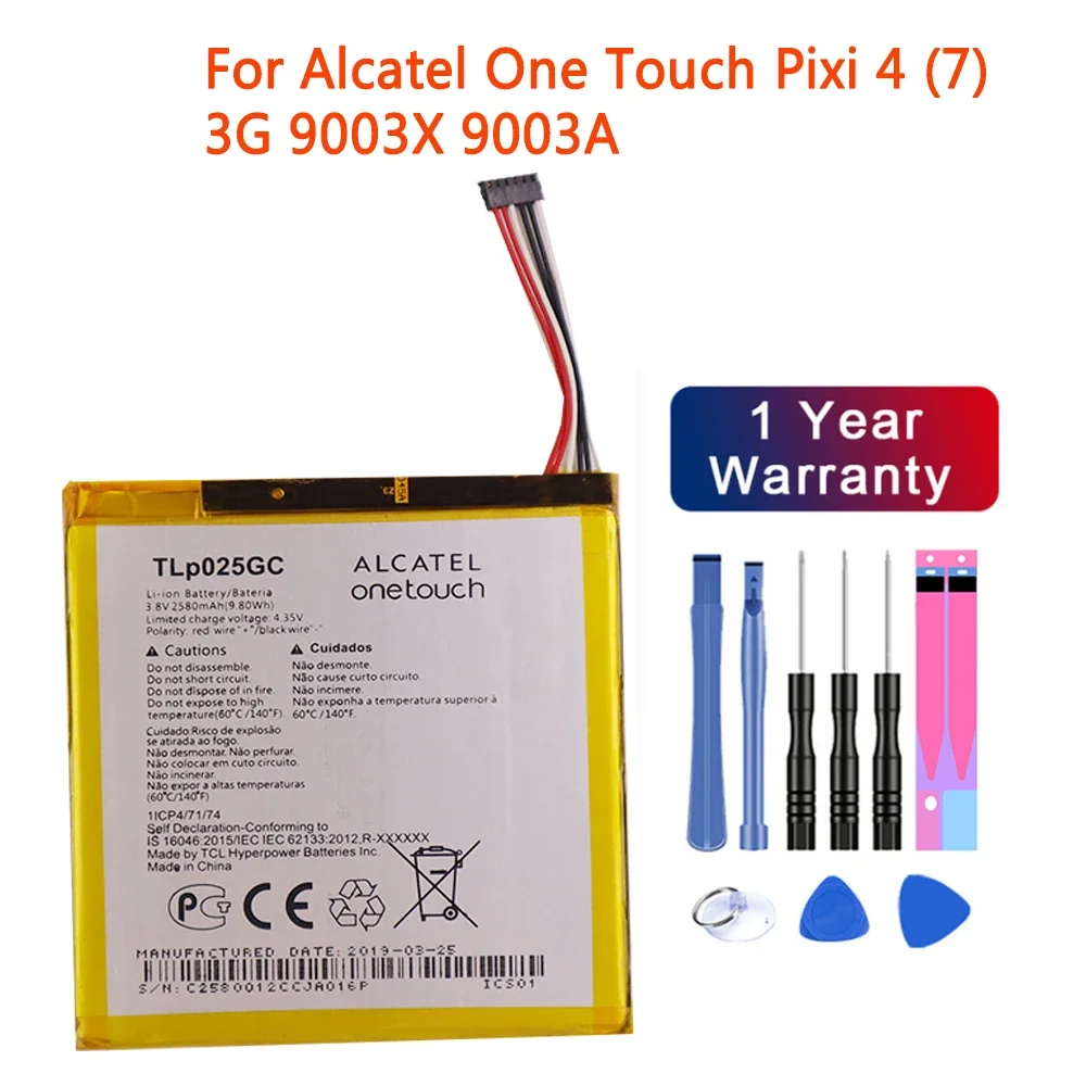 

100% оригинальный новый высококачественный аккумулятор TLP025GC 2580 мАч для смартфона Alcatel One Touch Pixi 4 (7) 3G 9003X 9003A