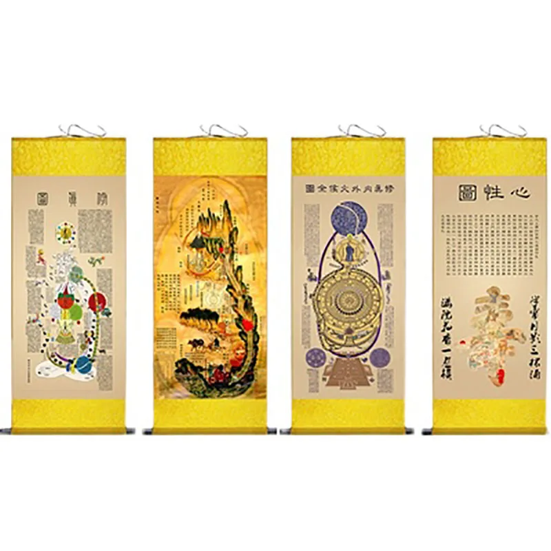 Inner Canon of Huangdi Silk Wall Art, Porch Hanging Scroll,Oriental Chinese Medicine, TCM Hanging Painting, Living Room Decor