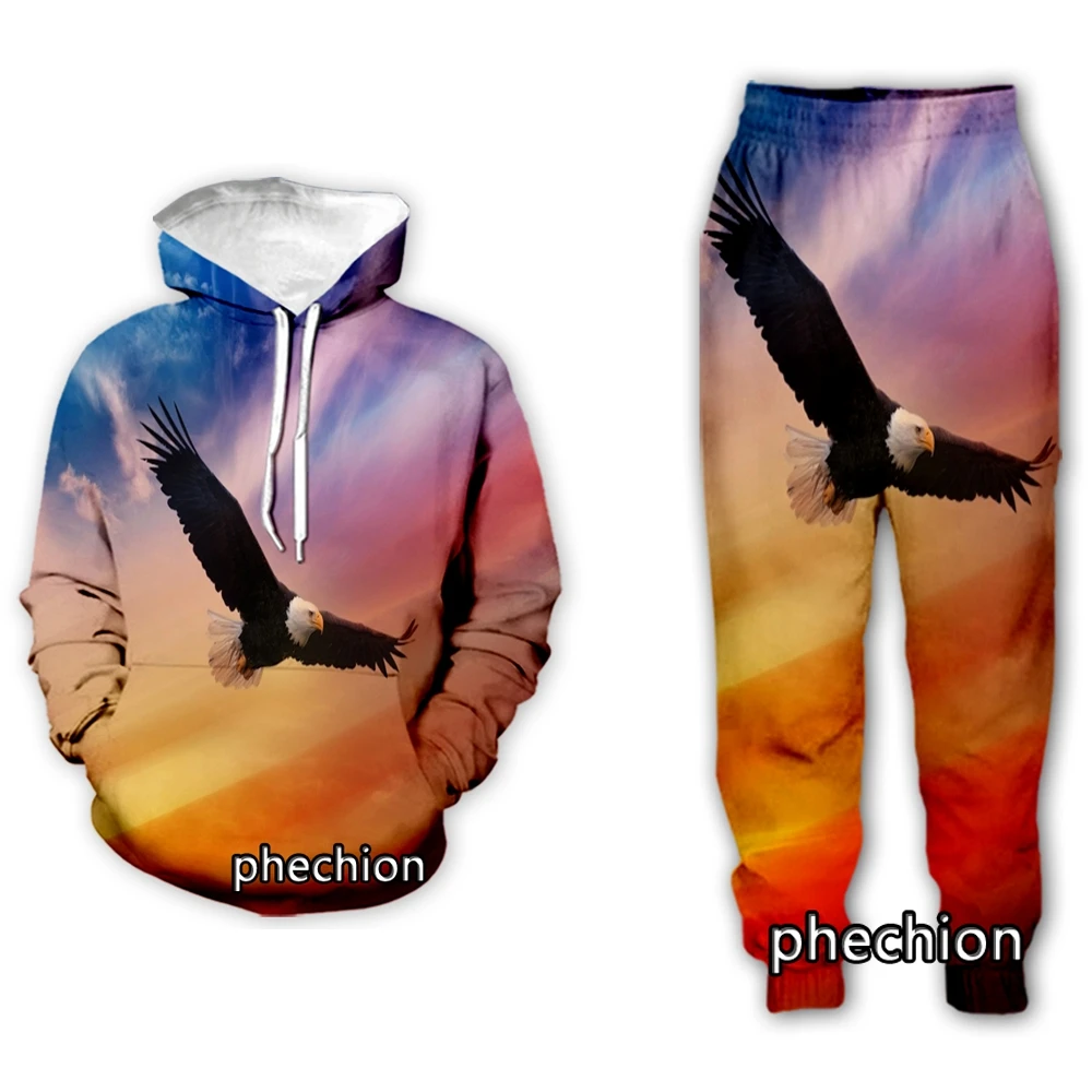 

phechion New Men/Women Soaring Eagle Art 3D Printed Clothing Long Sleeve Fashion Sweatshirt Hoodies Men Sport Long Pants P40