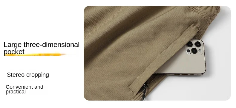 2024 Summer Mens Mountaineering Pants Waterproof and Breathable Zipper Pocket Design Straight Pants Outdoor Running Sports Pants