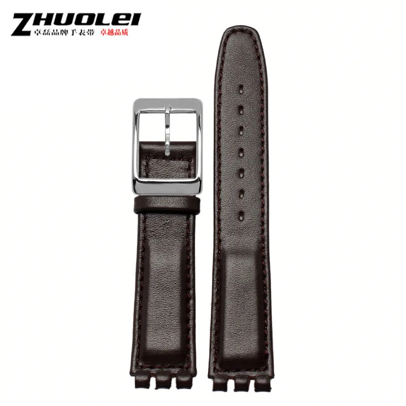 Genuine Leather Watch Strap with Steel Buckle in Multiple Colors