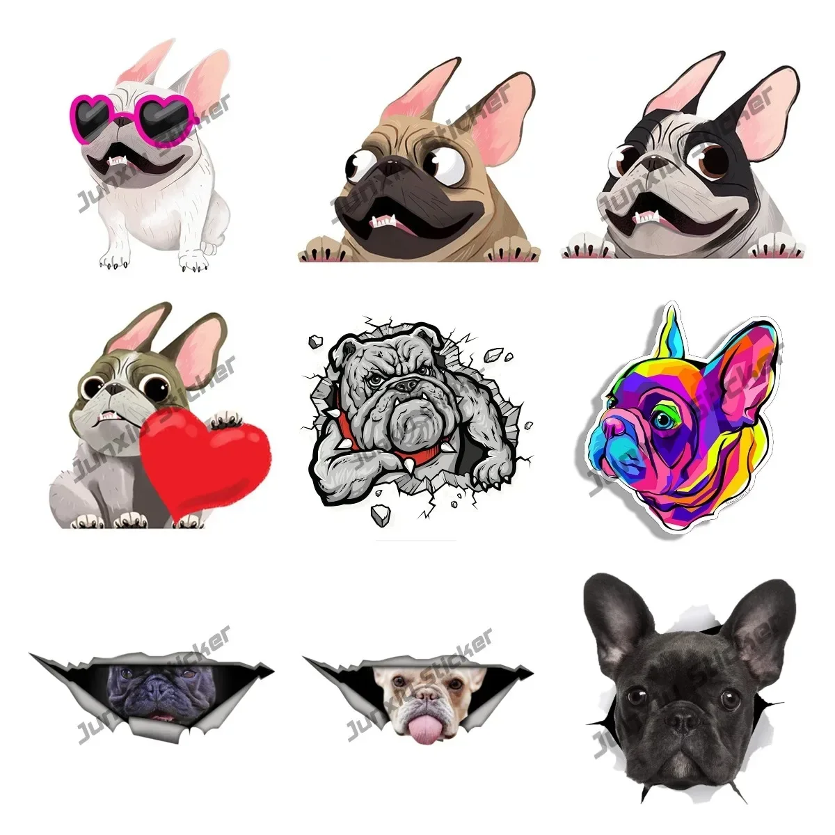 Sticker Voiture "Bouledogue Français à Bord" - 9 Couleurs Au Choix - Neuf