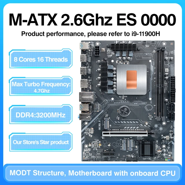 Bricolage ordinateur de jeu carte mère CPU Combo 11th Core 0000 ES 2.6GHz 8C16T (réfert au Kit i9 11980HK i9 11900H Procesador) DDR4 RAM 1