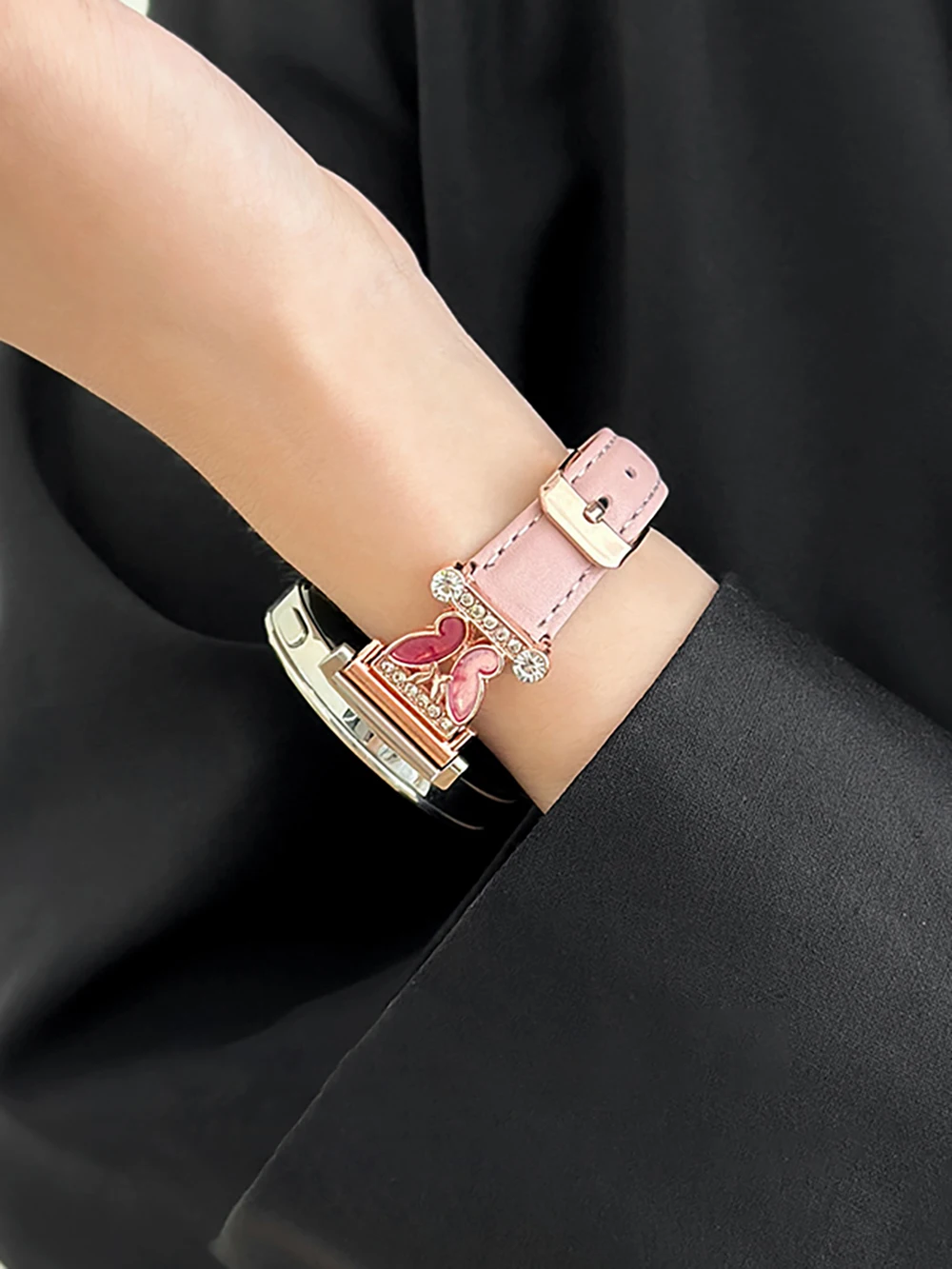Korean Cute Colored Butterfly Leather Watch Strap – Stylish Girl Wrist Bracelet
