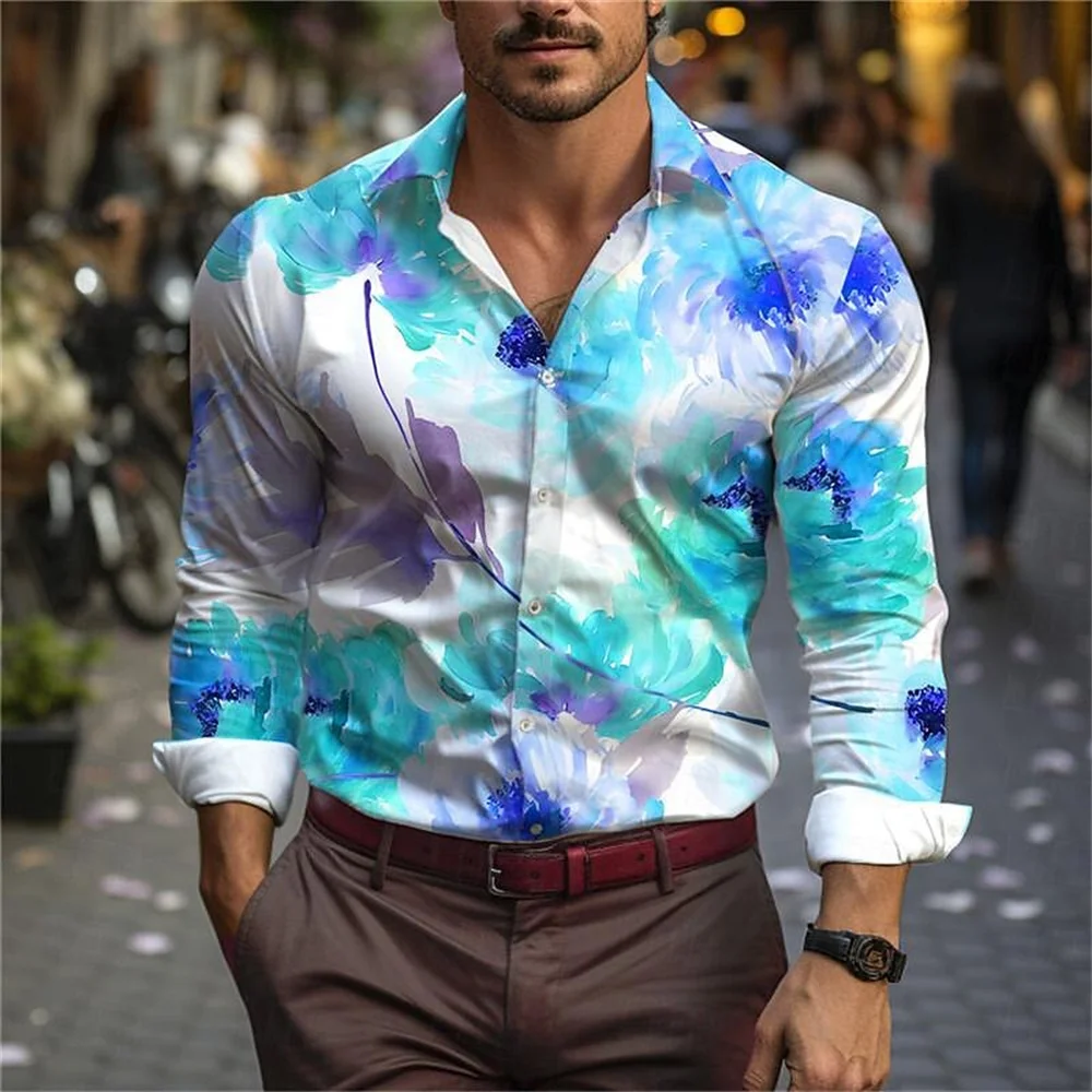 2024 New Men's Street Fashion Leisure Long sleeved Polo Collar Cardigan Button Shirt Designer Creative Men's Clothing