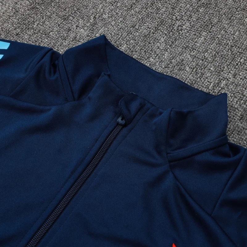 Adidas Soccer Jerseys Men Professional Full-sleeved Solid-color Adult Zippered Sportswear Football Training Suit Set Blue