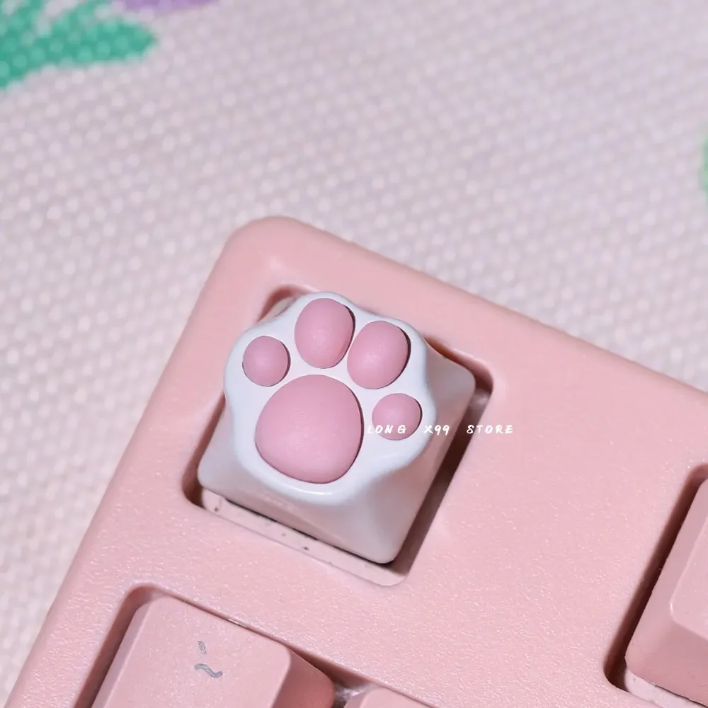 Cute Cartoon Silicone Keyboard Cap Artisan Cat Paws Pad Soft Feel Pink Keycaps para Cherry mx Switches Personality Diy - Imagem 5