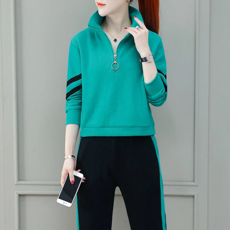 

Autumn Spring Women Two Pieces Sets Sportswear Casual Suit Long Sleeve Loose Shirts Hoodie Harem Pants Women's Sets Plus Size