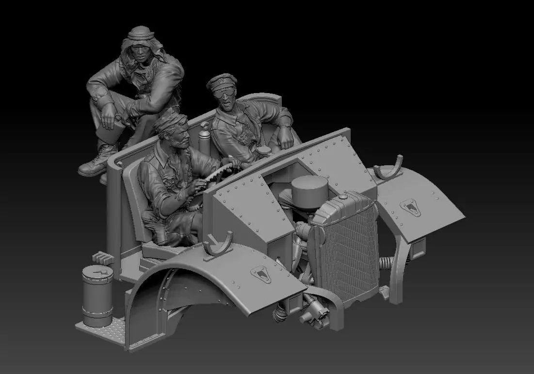 Thunder TMF35001 1/35 북아프리카 조종사 및 송진 군인 3 명, LRDG 승무원 세트 1
