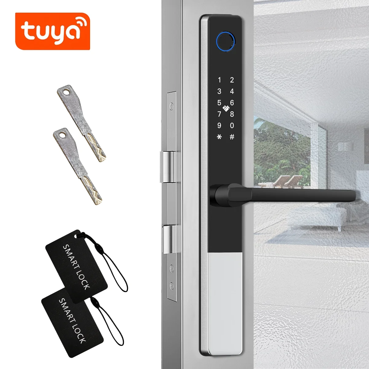 قفل باب ذكي نحيف ببصمة الإصبع مع تطبيق كلمة المرور...