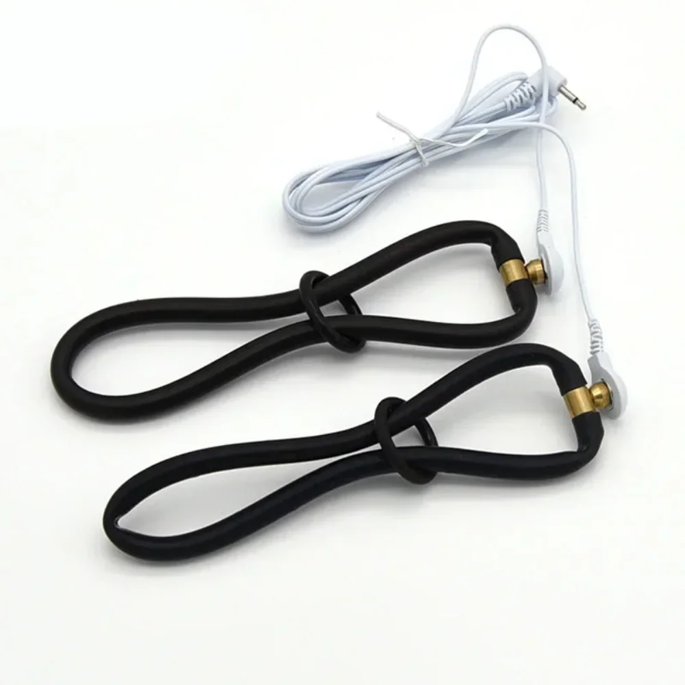 Electric Shock Bdsm Cock Sheath Ball Stretcher E-stim Penis Ring Glans Testicle Loops Massage Electro Sex Toy for Men Host Cable electro sex toys electric sex toys penis rings