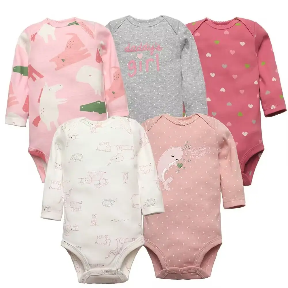 Newborn Baby Bodysuits Long Sleeve Baby Girl Jumpsuit 2023 Unisex 5-pack Cotton Baby Boy Clothes Cartoon Infantil Clothing 2