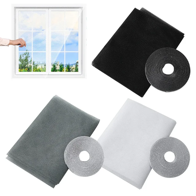 Anti Fly Mosquito Net DIY Self-Adhesive Fly Mosquito Window Net Mesh Mosquito Insect Bug Net Curtains for Windows