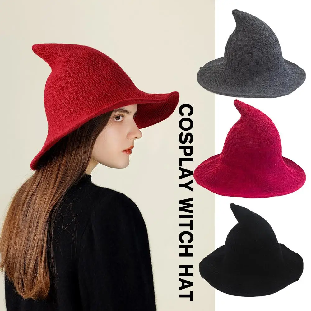 

New Modern Cosplay Witch Hat Halloween Women Lady Fashionable Party Accessories Festival Hat Masquerade Woolen Halloween Ha G4I6