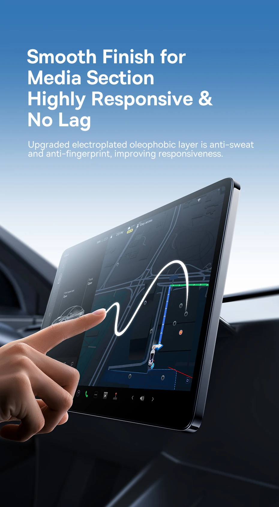T-Space Tempered Glass Screen Protector for Tesla Model 3 Ultra-Smooth Dual-Touc