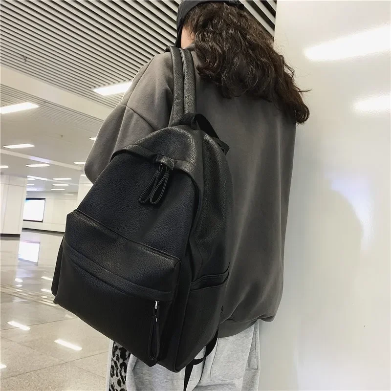 

New Fashion Backpack Laptop Shoulder Bag PU Leather Travel Women Backpacks College Student Book School Bags For Teenage Girls