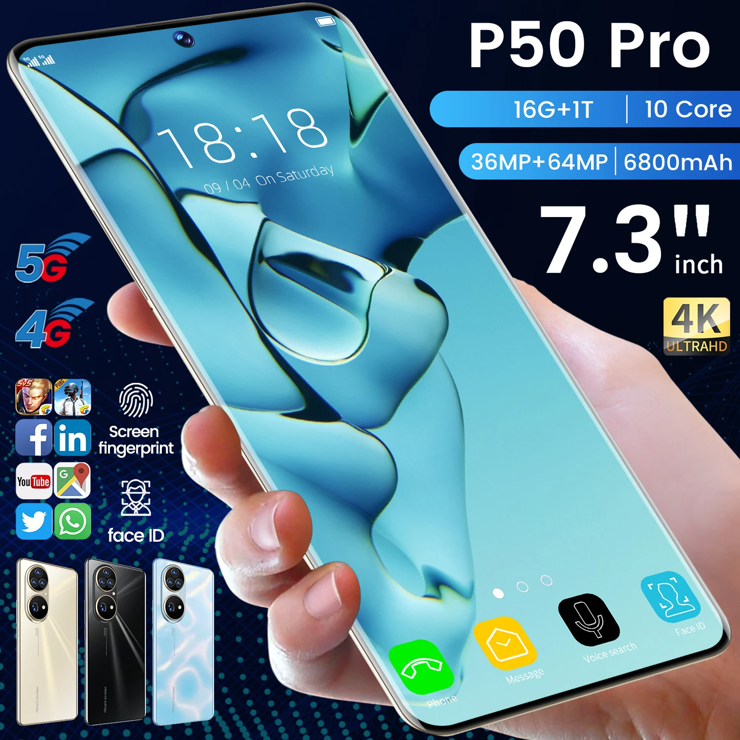 Смартфон P50 Pro 16 + ТБ 7 3 дюйма HD экран |