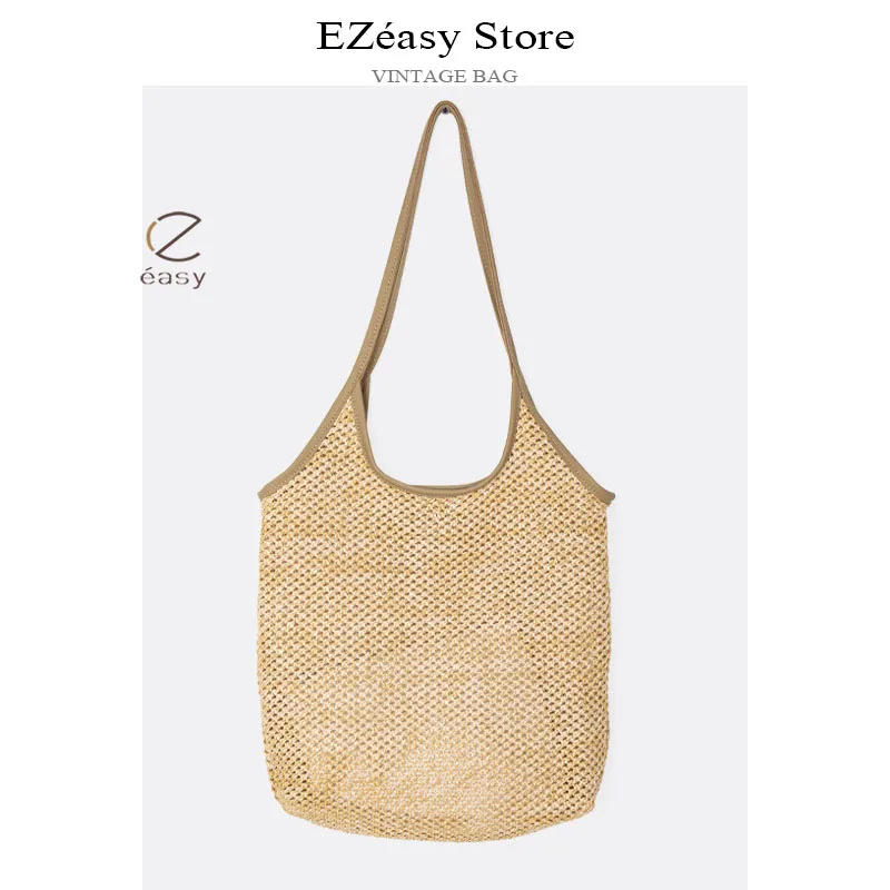 EZeasy Light Luxury Niche Designer Bags for Women Woven Bag Creative Fashion Straw Woven Bag Bucket Portable Bag Messenger Bags