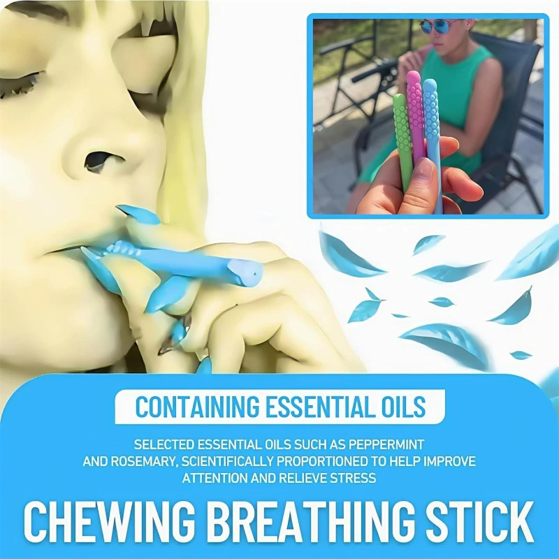 Chewable Essential Oil Breath Stick Ventilate Silicone Chewable Breather Stick for Fresh Breath Portable Oral Fixation Sticks