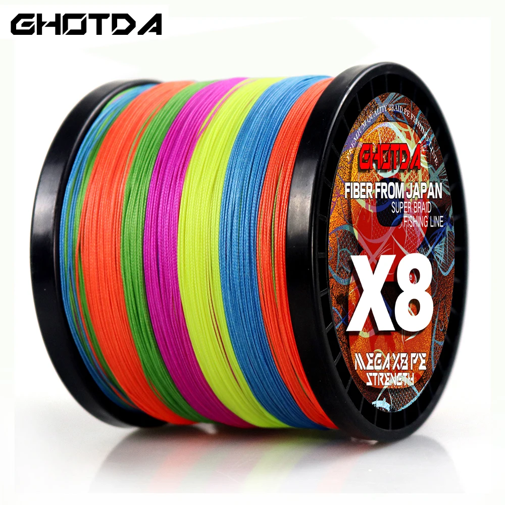 Ghotda X8 500M 300M 1000M Lenza Intrecciata 8 Fili Multicolor Multifilamento Acqua Salata Pe Line 18 22 31 39 43 52 61 78Lb
