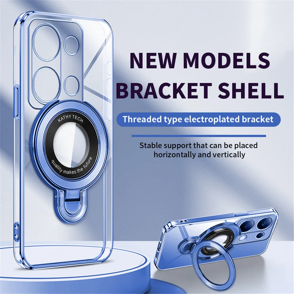Luxury Transparent Plating Magnetic Case with Silicone Stand