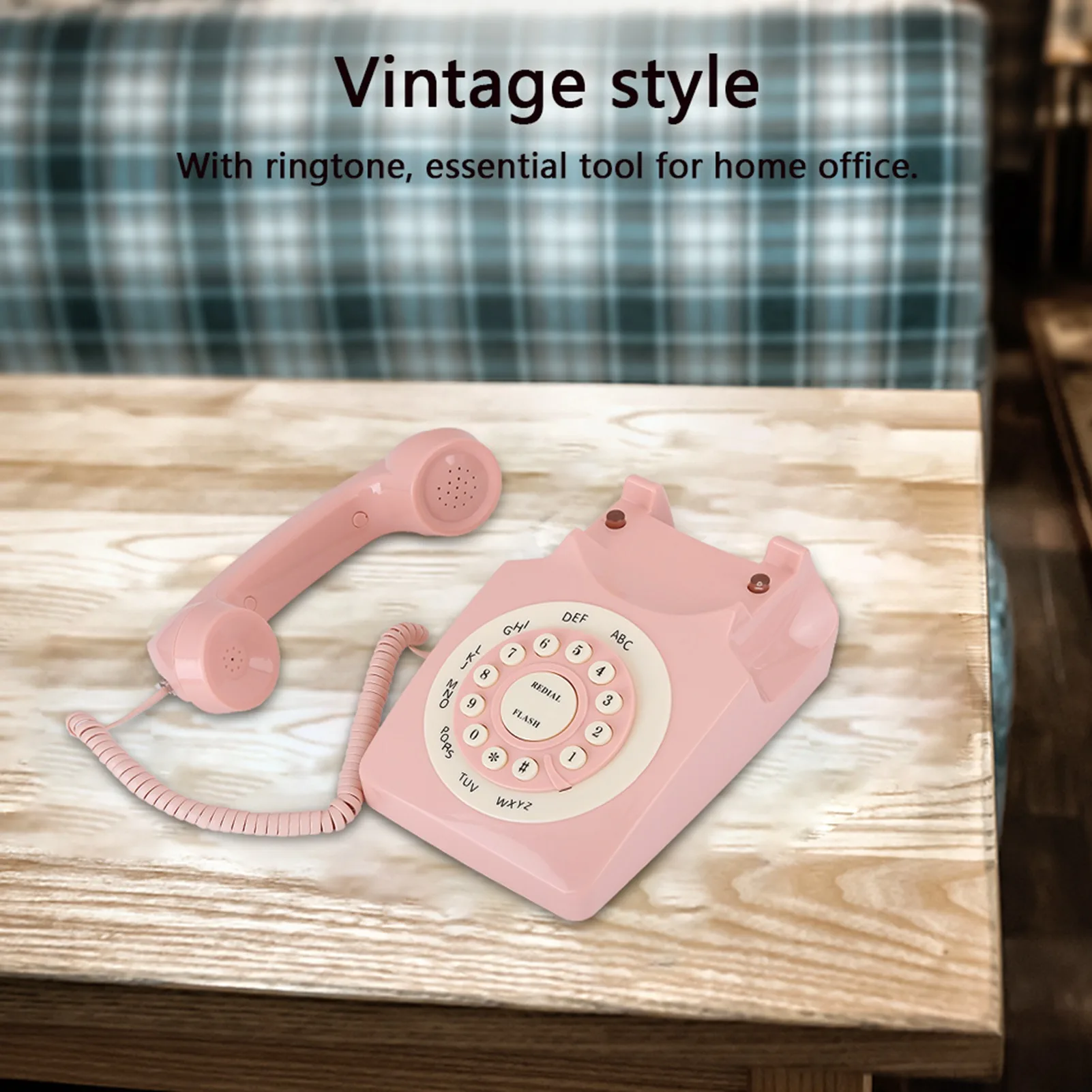 Landline Desk Telephone Vintage Telephone High Definition Call Quality Wired Telephone for Home  Pink