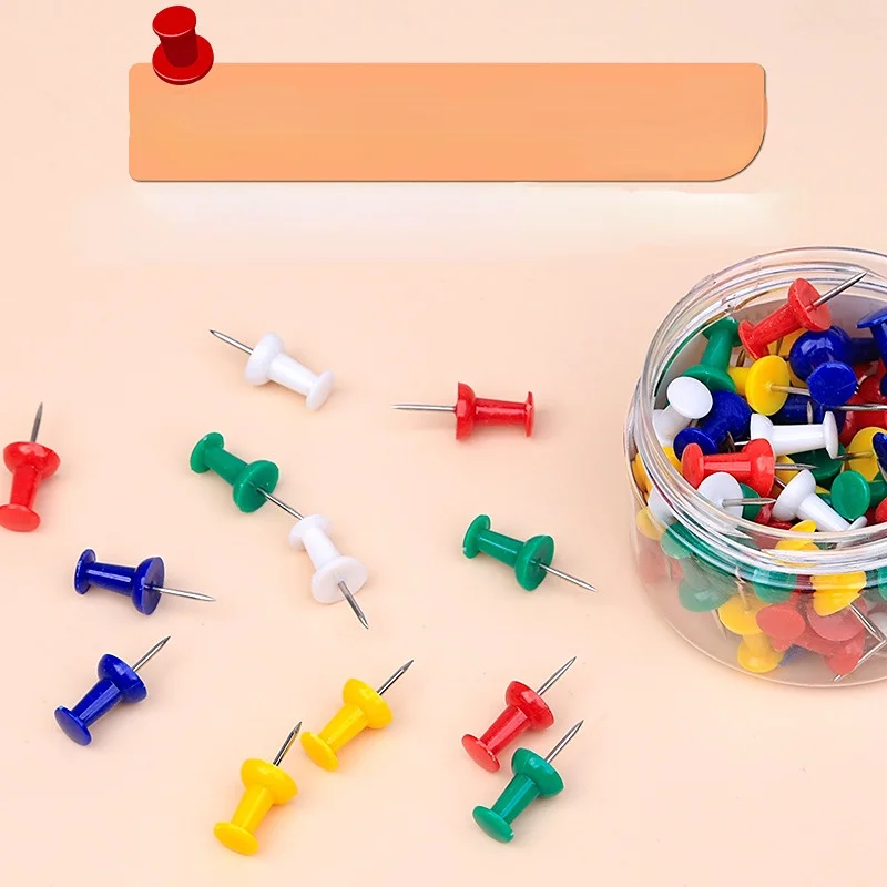 80PCS Push Pin Assorted Transparent Colorful Making Thumbtack Pins Cork Board Office School Stationery stationery buttons