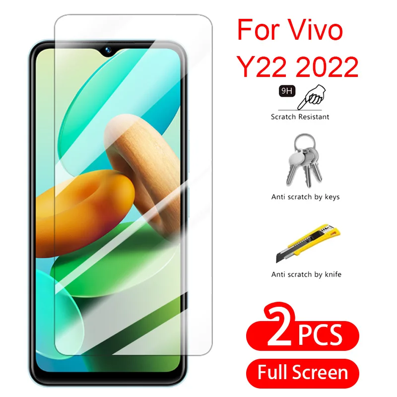 

ДЛЯ Vivo Y22 2022 Y22s Y77e Y75s Y53t Y55s Y35m Y30 5G, защита экрана, закаленное стекло, прозрачная HD-пленка, Передняя пленка для Vivo 2 шт.