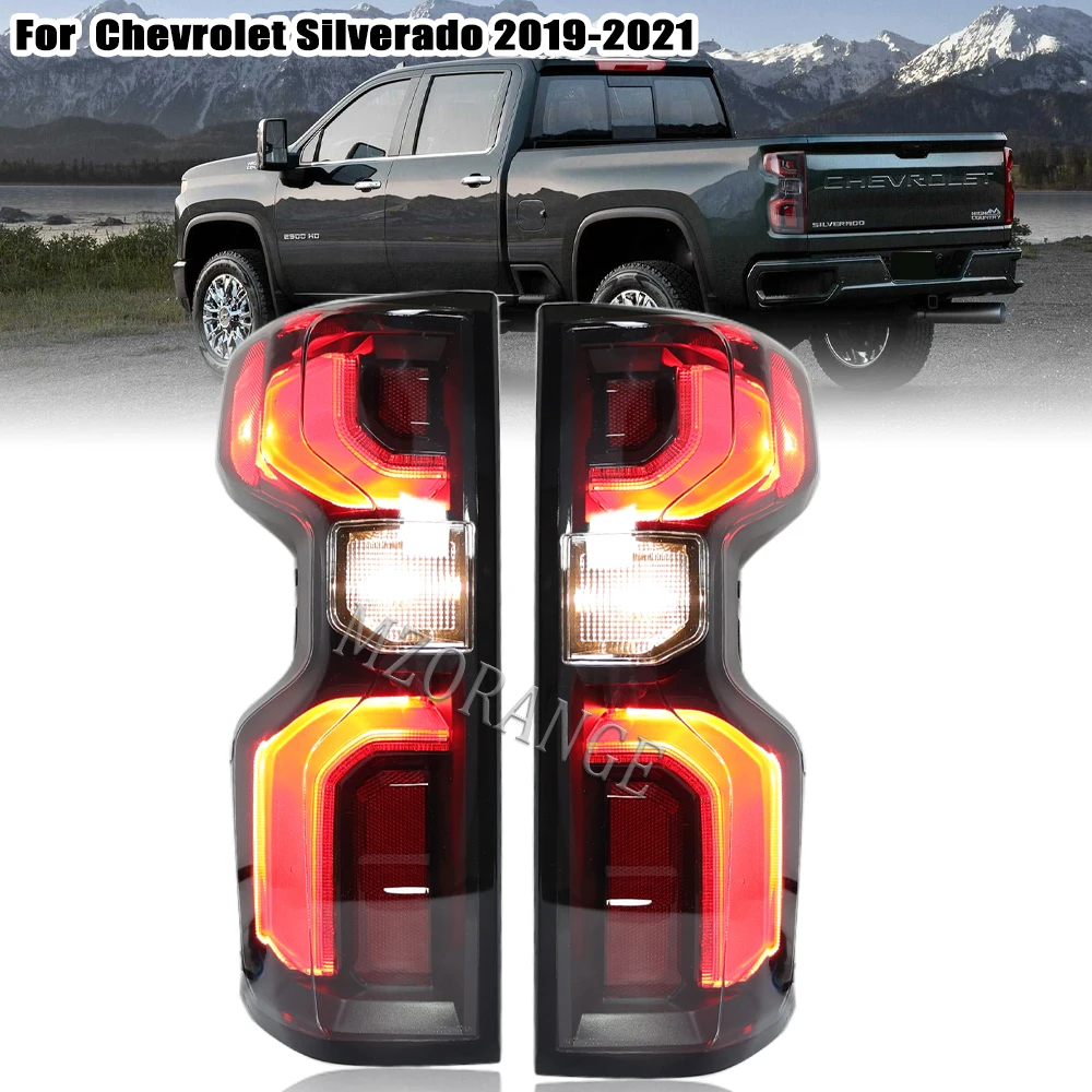 

Smoked LED Rear Tail Lights For Chevrolet Silverado 2019 2020 2021 DRL Brake Stop Turn Signal Lamp Accessories Low configuration