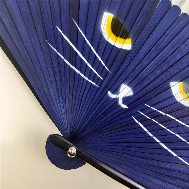 1Pc Cat Pattern Bamboo Folding Fan Japanese Style Women Lovely Cartoon Kitten Hand Fans Handheld Fan Crafts Home Decoration folding fan hand fan