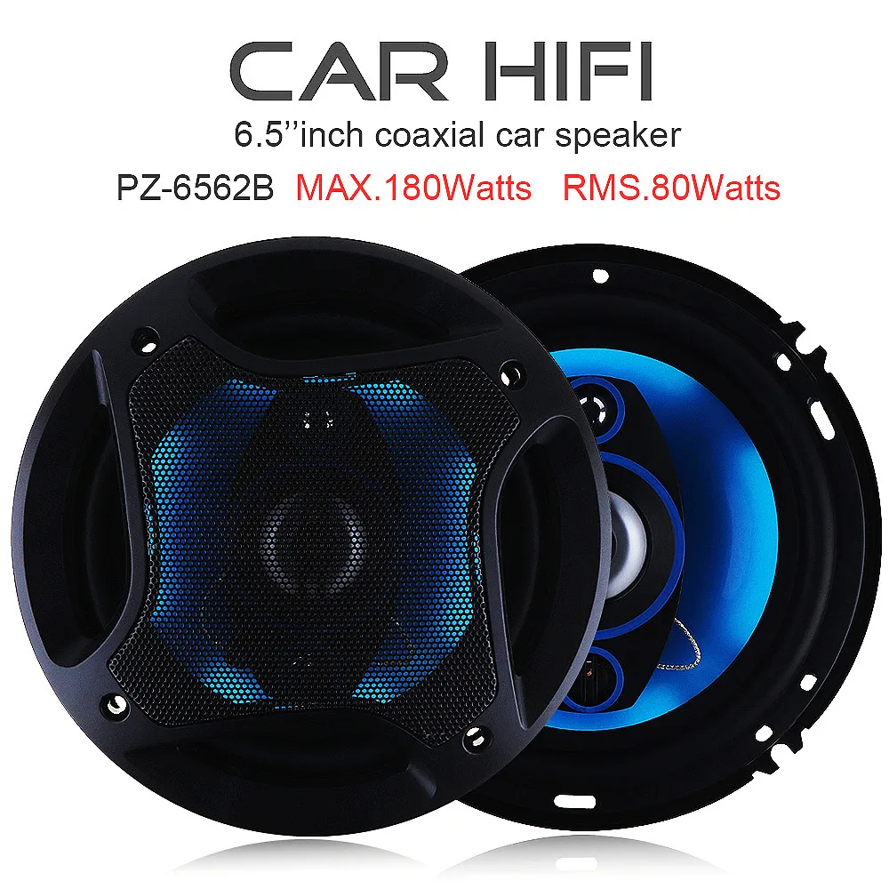 2pcs 6.5 Inch 180W 12V Car Coaxial Horn Auto  Audio Music Stereo Full Range Frequency Hifi Speakers Non-destructive Installation