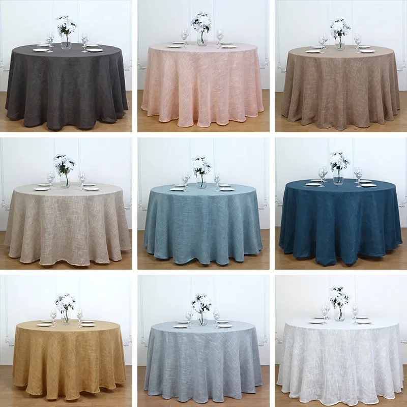 

Soild Color Linen Tablecloth Nordic Dirt And Waterproof Polyester Tablecloth Hotel Home Banquet Table Cover Round Table Cloth