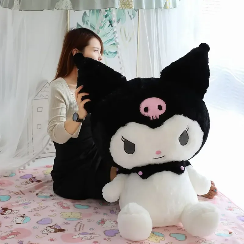 

Большой размер Kuromi плюшевые игрушки Kawaii Sanrio мягкие Kuromi плюшевая анимэ Кукла мультфильм Ragdoll Dol домашний Декор Девочки и дети детский подарок