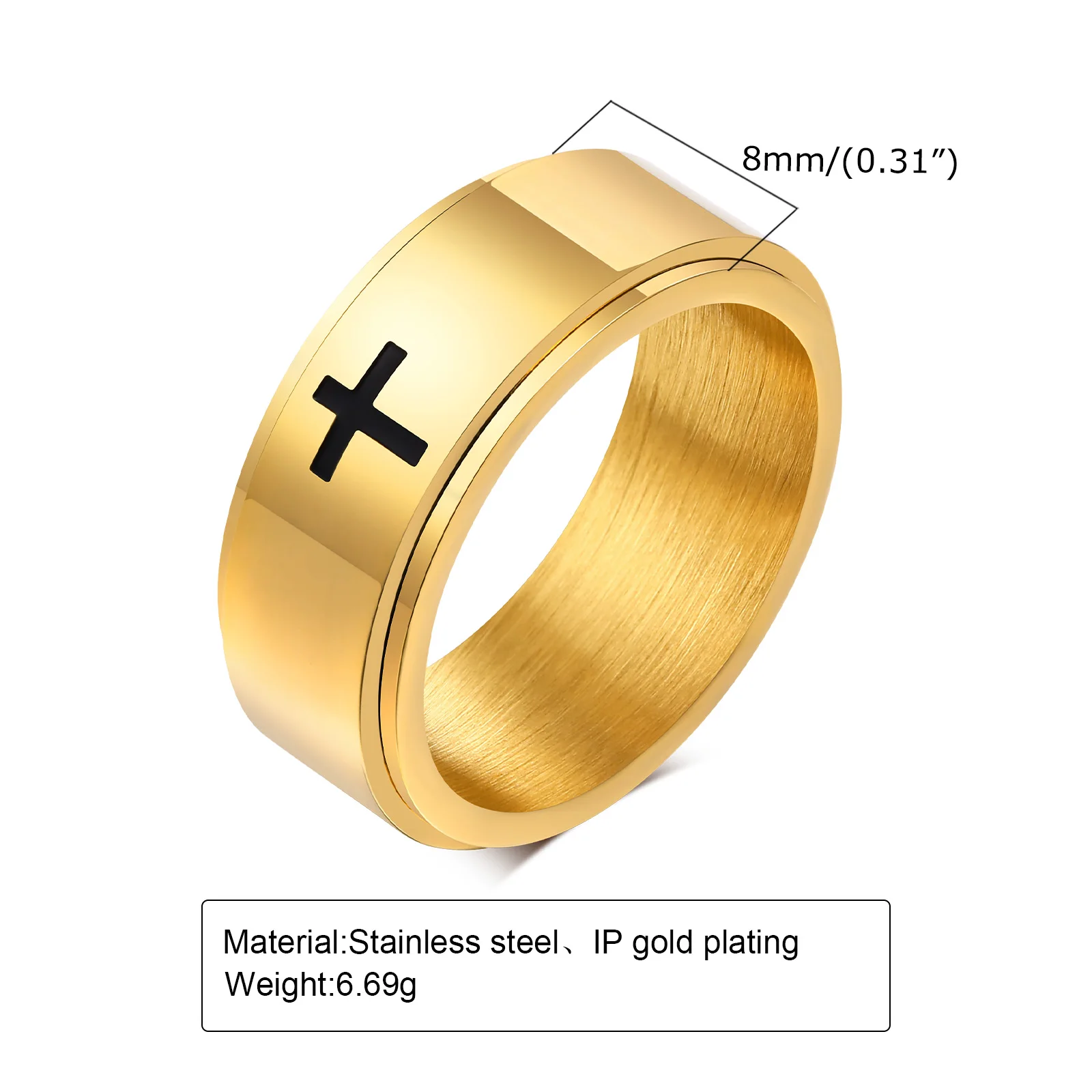 Cross Rings Stainless Steel Cross Rings for Men Easter Gift Christian Baptism Faith Ring Gift Jewelry