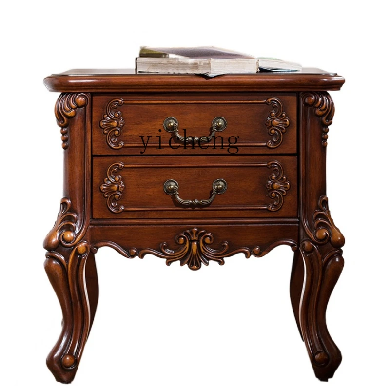 

ZC Bedroom Retro Solid Wood Bedside Cabinet Drawer Bedside Cabinet
