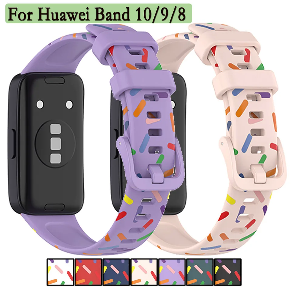 10 Cinturini In Silicone Per Huawei Band 9 / Band 8 - Morbidi, Impermeabili, Regolabili, Multicolore (Senza Orologio)