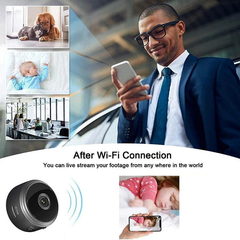 Wifi Camera Wireless Security Protection Magnetic Network Camera 1080p Hd Black Home Accessories Smart Home Remote Monitor Mini