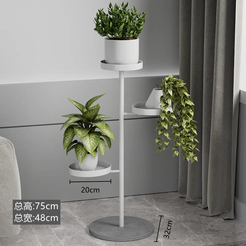 Simple Iron Stone Plate Flower Stand Indoor Living Room Floor-Standing Balcony Multi-Storey Green Dill Flowerpot Layer Shelf