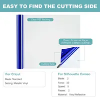 HTVRONT 12"X10ft/30x300cm Metallic Mirror Permanent Adhesive Vinyl Roll Sticker Film for Maker Glass Cup Decor Vinyls 6