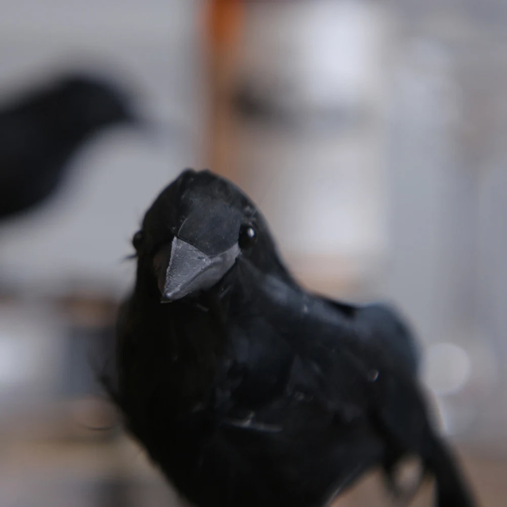 Halloween Ravens Desktop Figurines Realistic Black Feathered Crows Multifunctional Festive Atmosphere Haunted House Decor Props