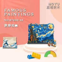 Creative Art Van Gogh Paintings The Starry Night MOC The Great Wave of Kanagawa Micro Building Blocks Education Toys Kids Gifts 5