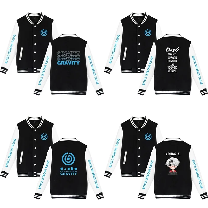 

New fashion printing kpop day6 world tour gravity baseball jacket men women hoodie long sleeve jackets