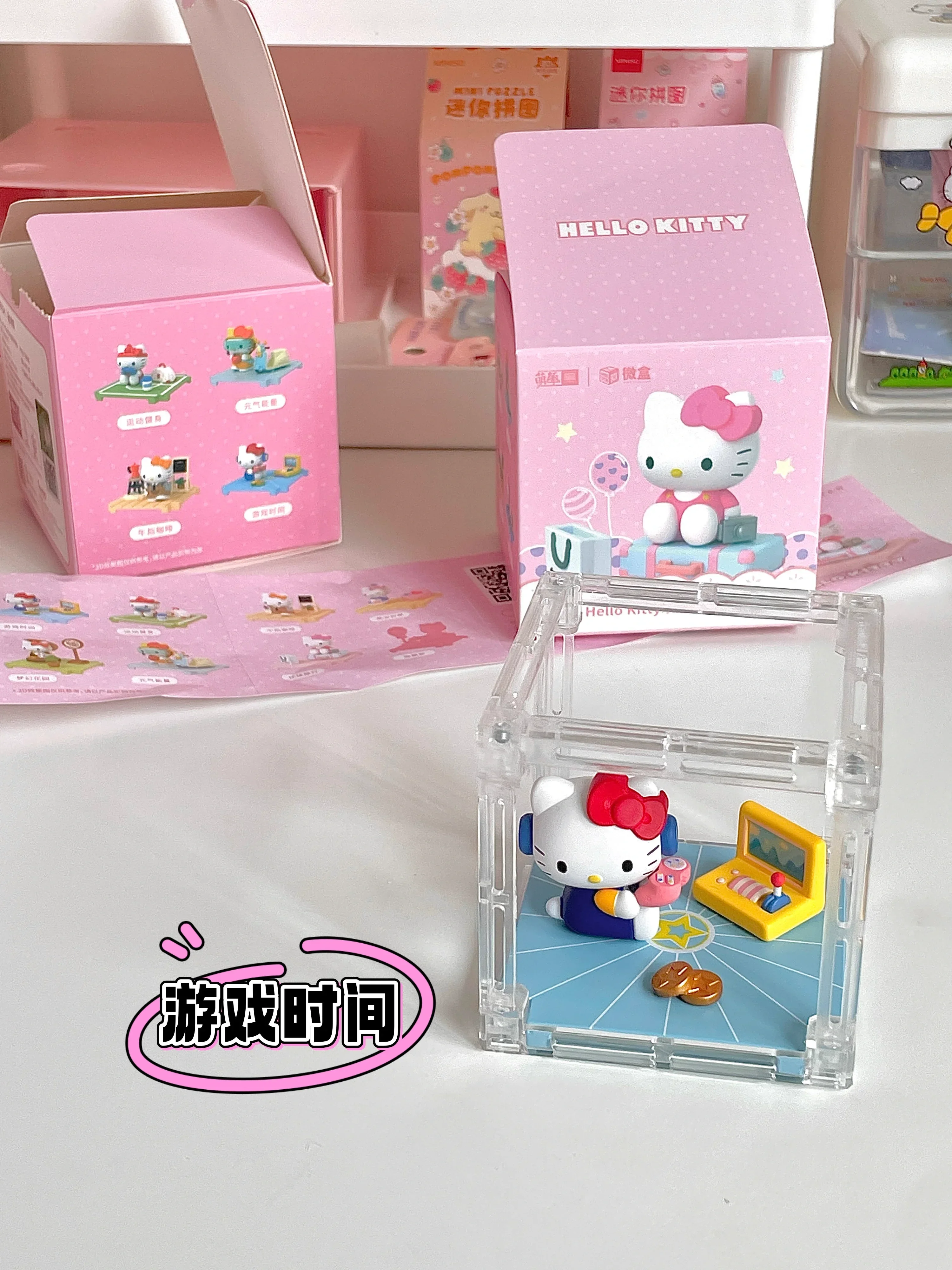Auténticos artículos de colección Sanrio, Hellokitty Happy Moments, adorable gatita de gran belleza, decoración hecha a mano, regalo kawaii para niña