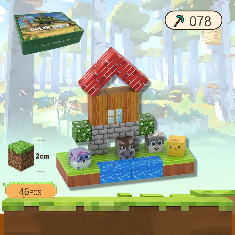Magnetic Building Blocks Build Mine Magnet World Set for Boys & Girls Magnet Construction Set Cube Sensory Toys Gifts magnetic building blocks,magnetic assembly toy