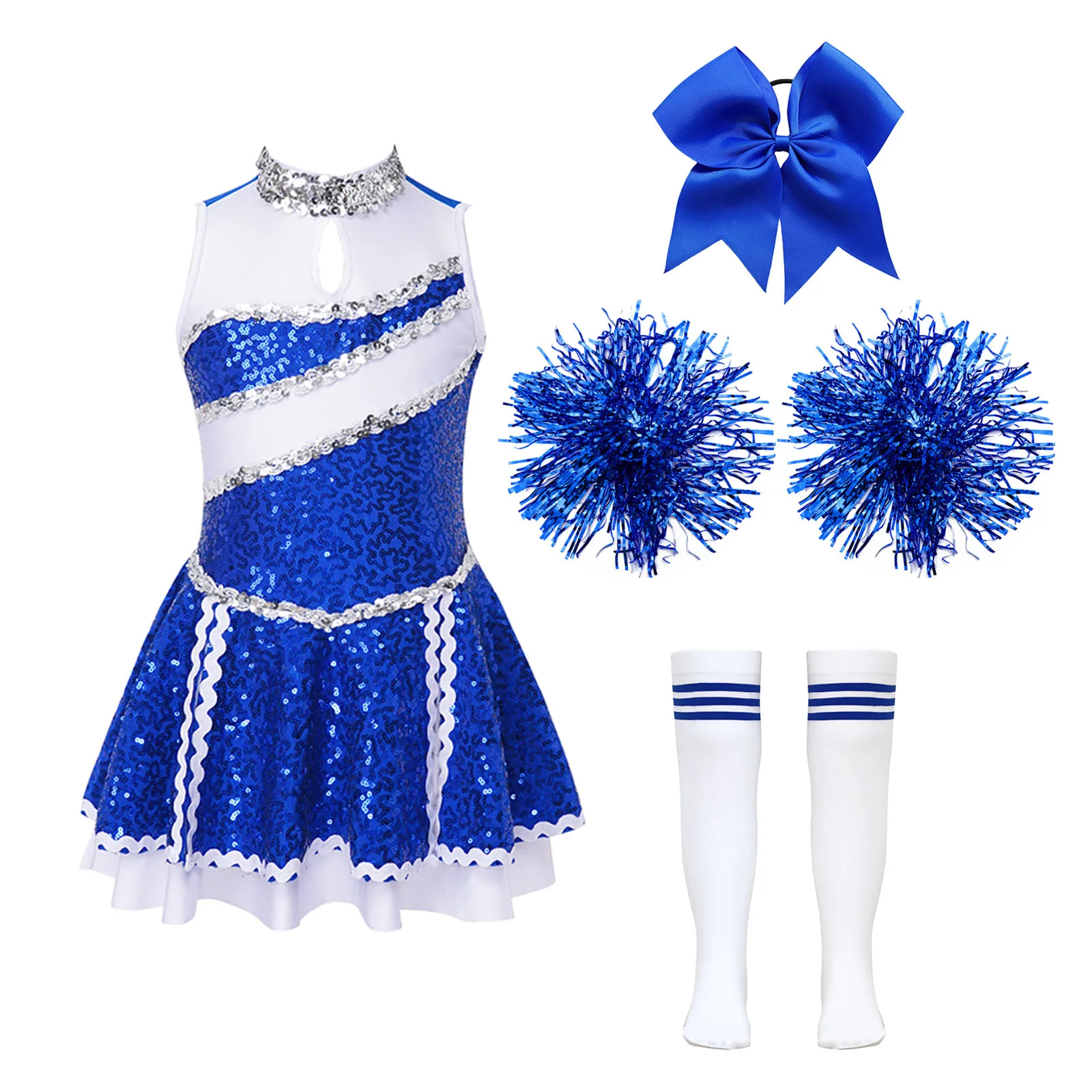 High School Girl Cheerleader Uniforms Children School Girls Cheerlead Dress Kids Cheerleading Dance Outfits Costume Dancewear - 3